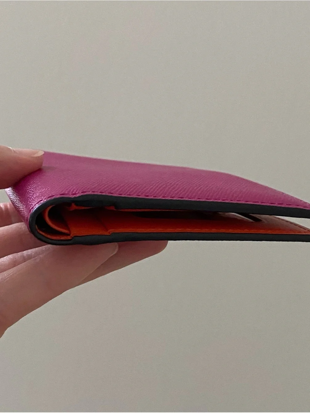 MCM Hot Pink Scratch-resistant Saffiano Leather Bi-fold Compact Wallet